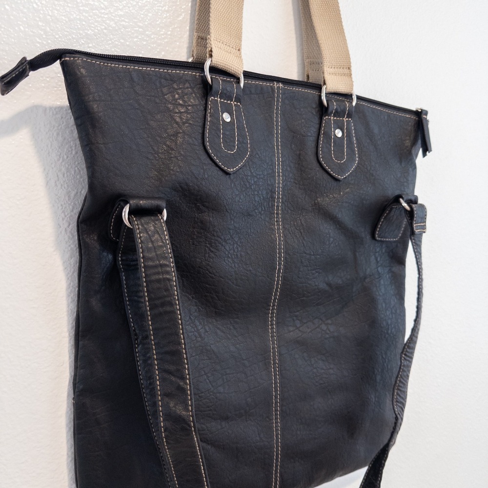 American Eagle Tote Bag Womens OS Black Faux Leather Slouchy Hobo Shoulder Bag - Picture 4 of 13